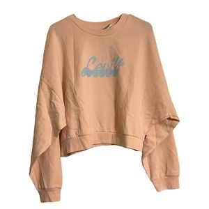 Levi’s Cropped Sweatshirt Womens XXL Peach With Blue Logo NWT!